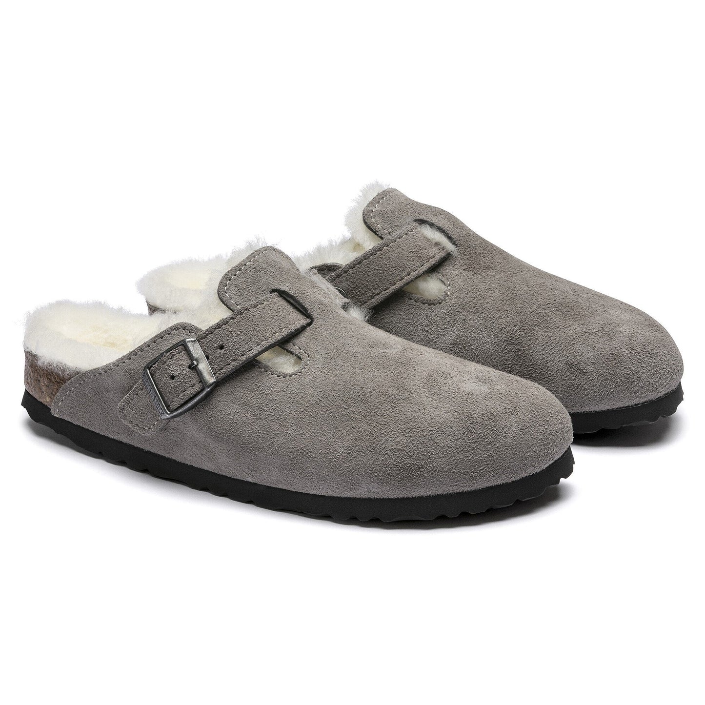 Birkenstock Boston Shearling Suede Leather 'Regular Fit' Sandals