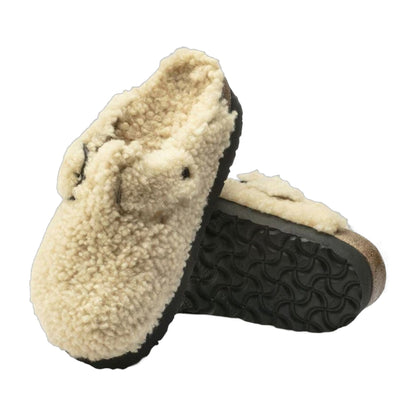 Birkenstock Boston Big Buckle Flex Platform Shearling Teddy Eggshell