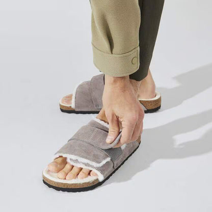 Birkenstock Unisex Kyoto Shearling Suede Leather Stone Coin