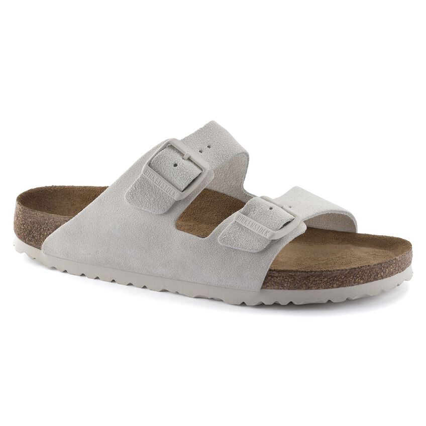 Birkenstock Arizona Soft Footbed Suede Leather  Antique White Sandals