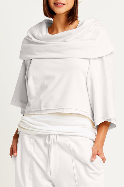 French Terry Jackie O Top - White