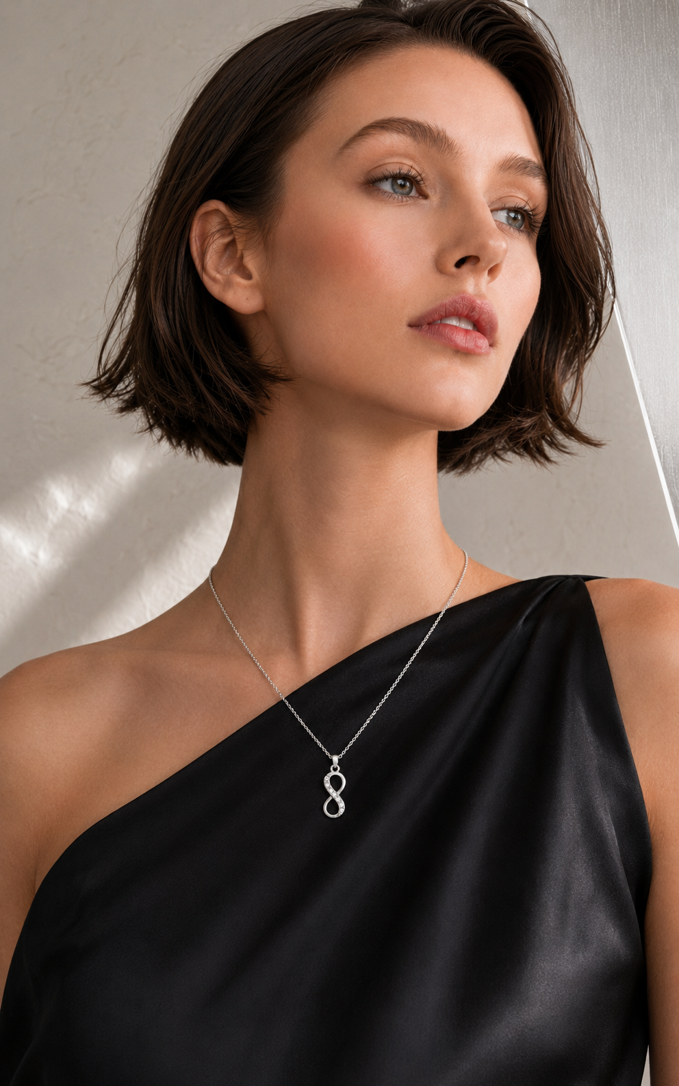 Silver Infinity Necklace  Made with Swarovski Crystals by callura