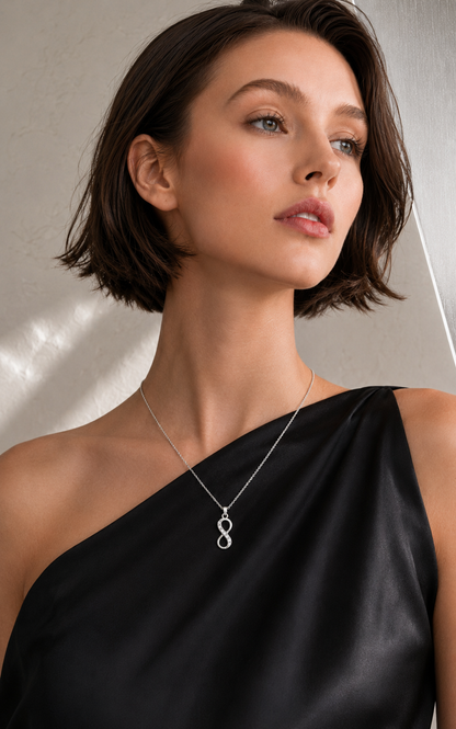 Silver Infinity Necklace  Made with Swarovski Crystals by callura