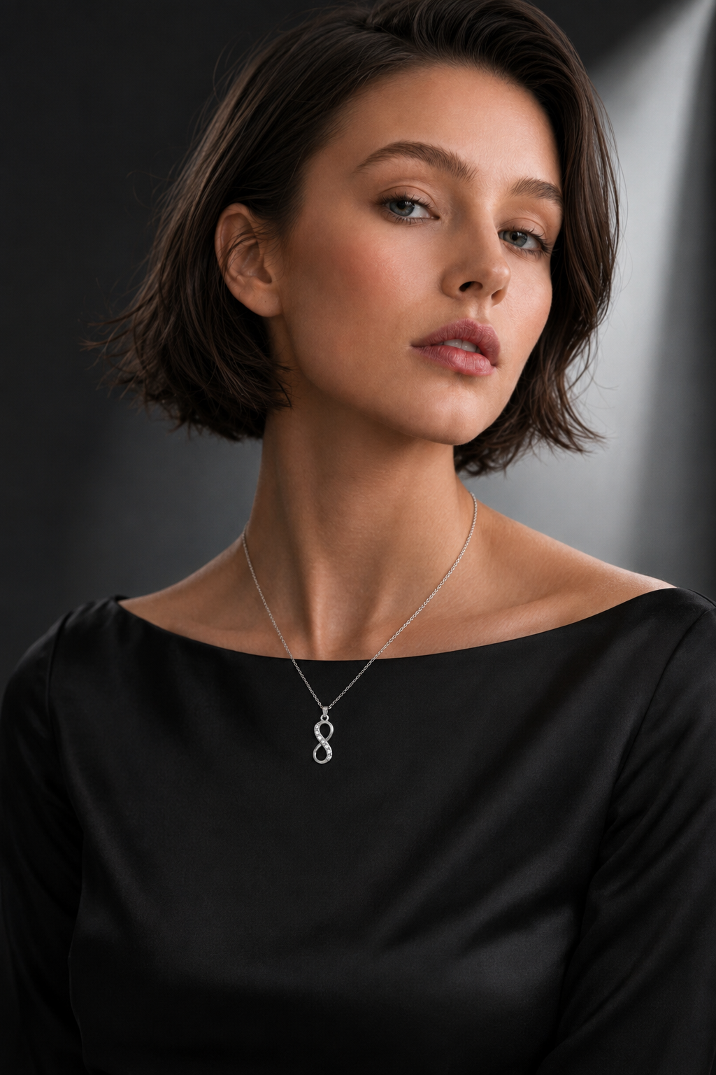 Silver Infinity Necklace – Made with Swarovski Crystals