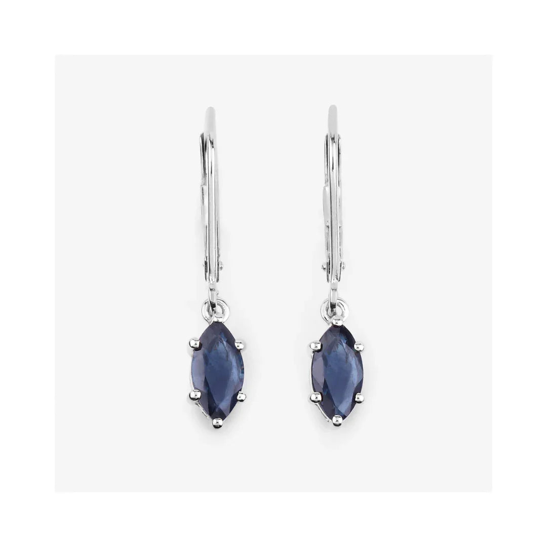 1.20 Ct Marquise Blue Sapphire Prong 10K Gold Dangle Earrings