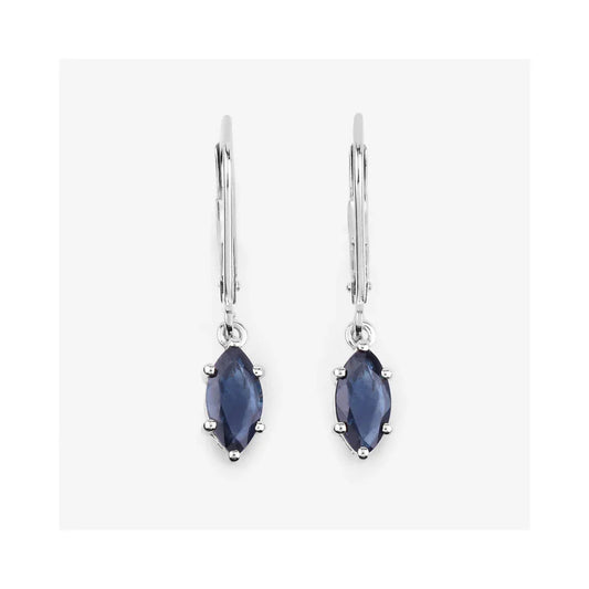 1.20 Ct Marquise Blue Sapphire Prong 10K Gold Dangle Earrings