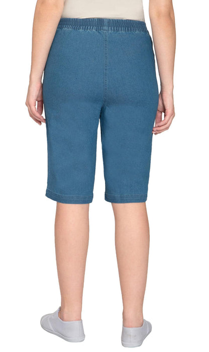 Women's Easy Pull on Bermuda Shorts in Denim and Twill