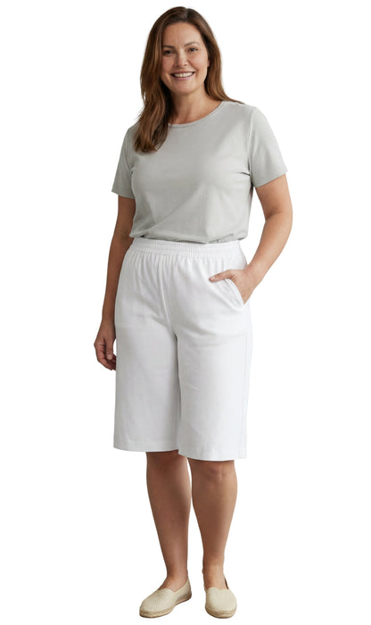Women's Easy Pull on Bermuda Shorts in Denim and Twill