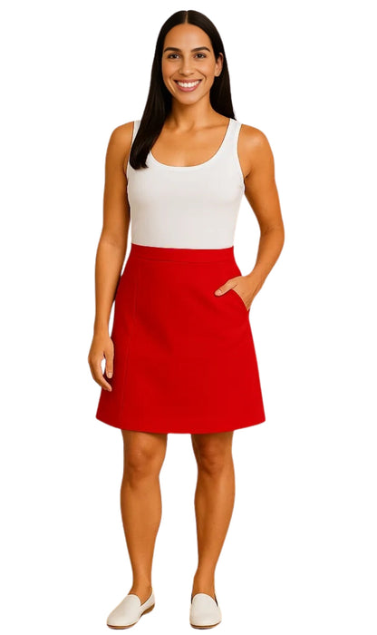 Women's Pull on Skort in Twill with Elastic Waist and Front Pockets