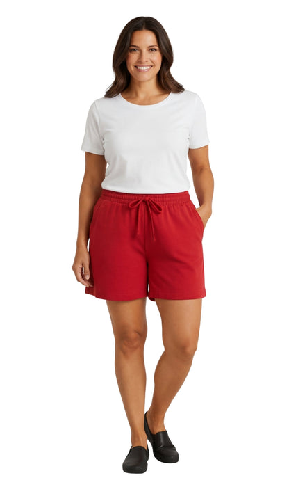 Women's Interlock Knit cotton Shorts with Elastic Waist and Adjustable Drawstring
