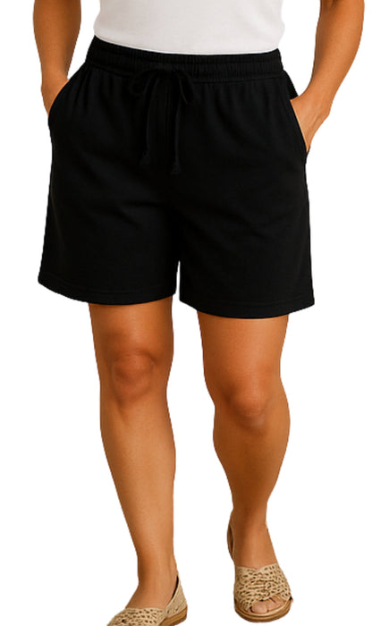 Women's Interlock Knit cotton Shorts with Elastic Waist and Adjustable Drawstring