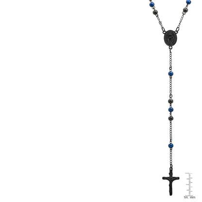 Steeltime NYC Black Rosary Cross Necklace