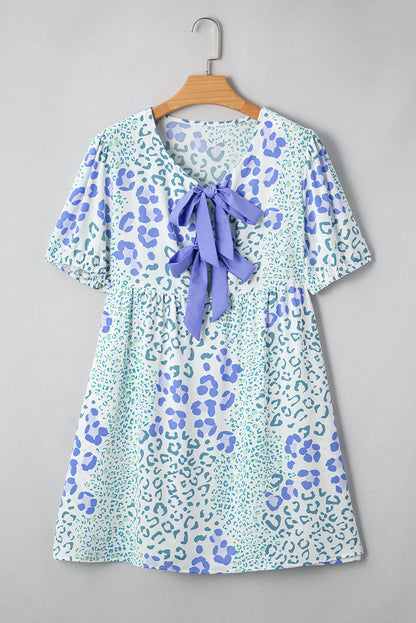 Threaded Pear Lacey Puff Sleeve Mini Dress
