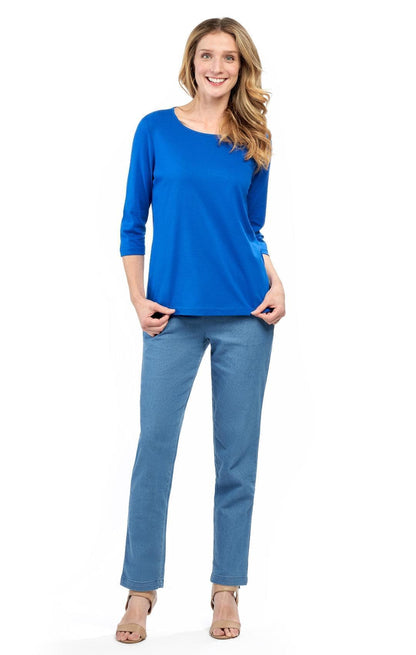 Women's Classic Comfort Fit 3/4 Sleeve length Crew Neck Jersey knit T-Shirt