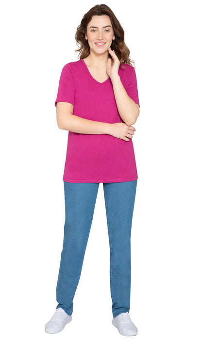 Women's Perfect Short-Sleeve V-Neck Tee Shirt - Cotton blend and Wrinkle Resistant