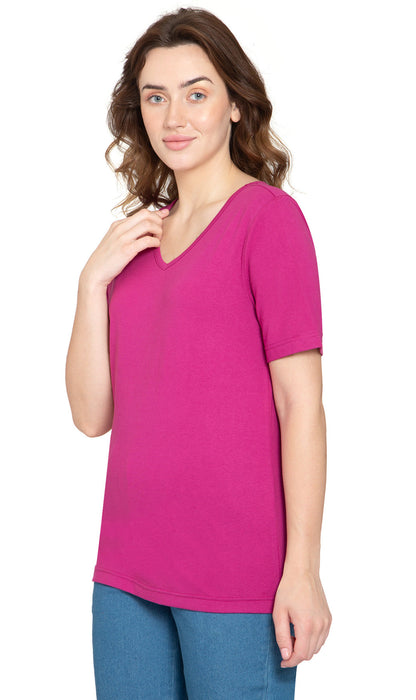 Women's Perfect Short-Sleeve V-Neck Tee Shirt - Cotton blend and Wrinkle Resistant