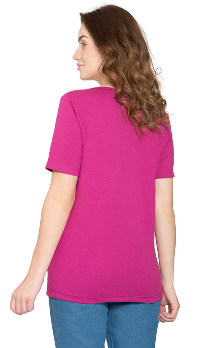 Women's Perfect Short-Sleeve V-Neck Tee Shirt - Cotton blend and Wrinkle Resistant