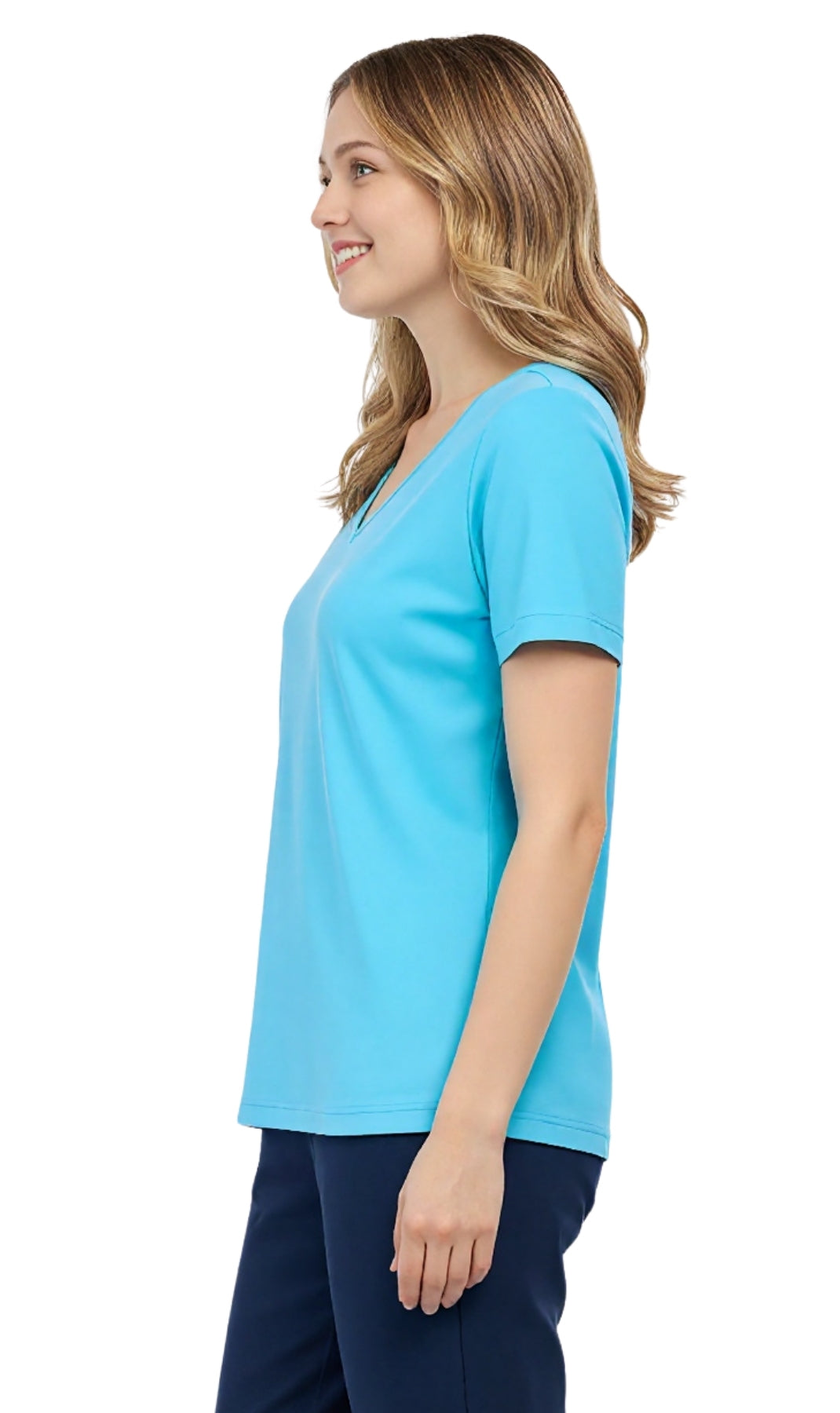 Women's Perfect Short-Sleeve V-Neck Tee Shirt - Cotton blend and Wrinkle Resistant