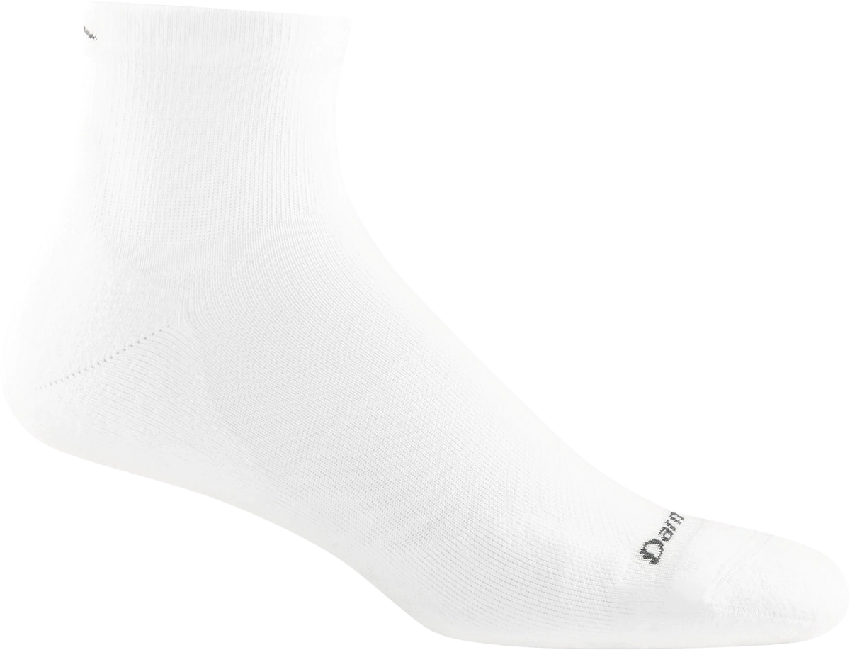 Darn Tough Run Quarter Ultra-Lightweight Cushion Running Mens Socks — White