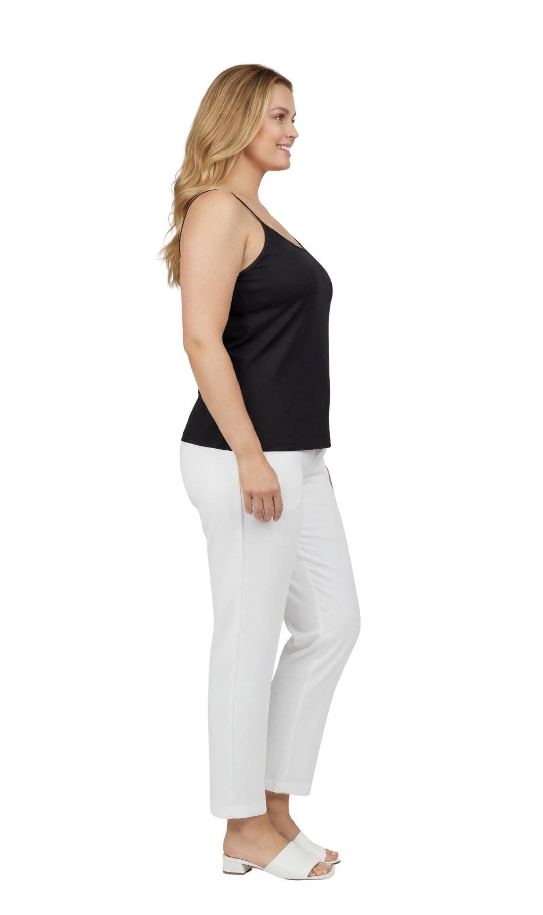 Women's Essential Adjustable Strap Camisole in Soft Cotton Blend Fabric with a built in Shelf Bra