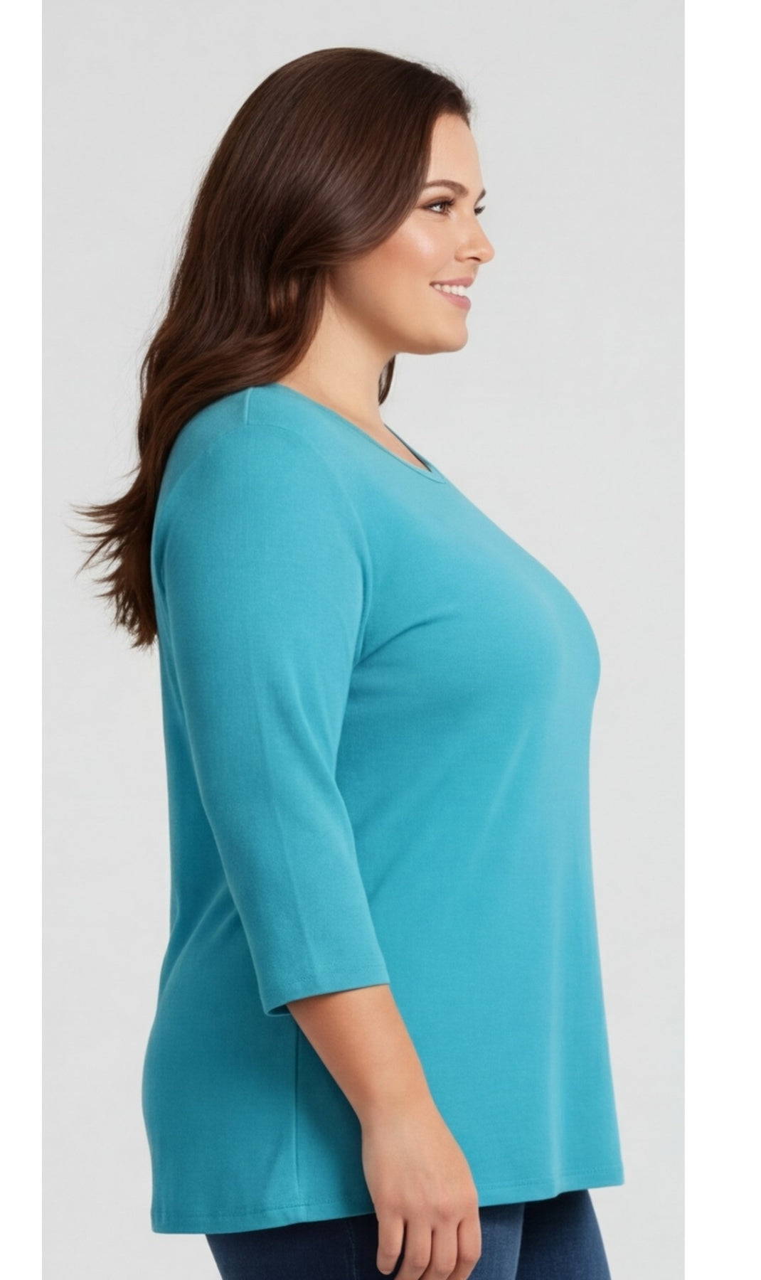 Women's Ribbed 3/4 Sleeve Crew Neck Cotton Top