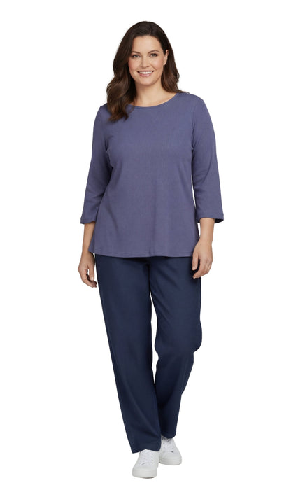 Women's Ribbed 3/4 Sleeve Crew Neck Cotton Top