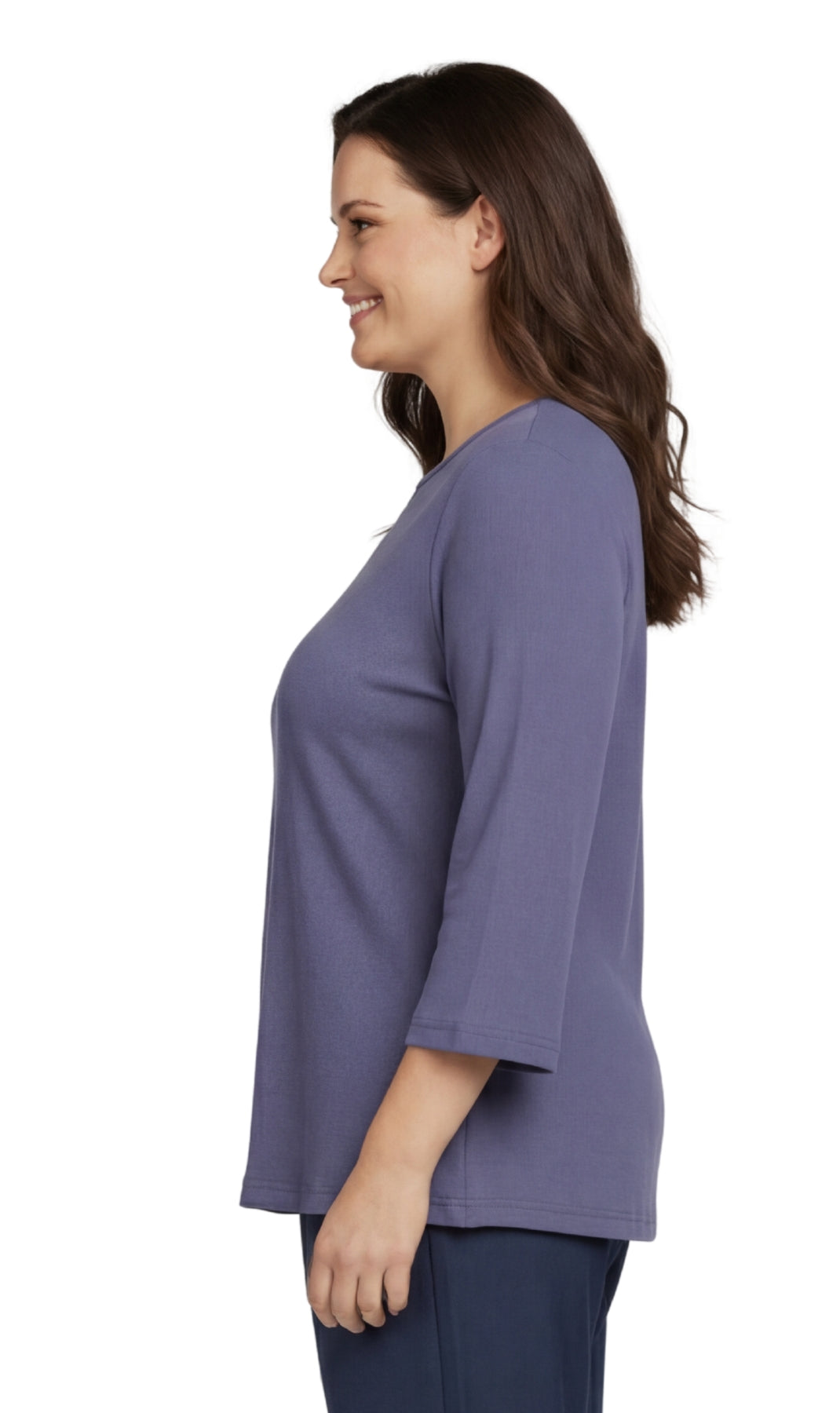 Women's Ribbed 3/4 Sleeve Crew Neck Cotton Top
