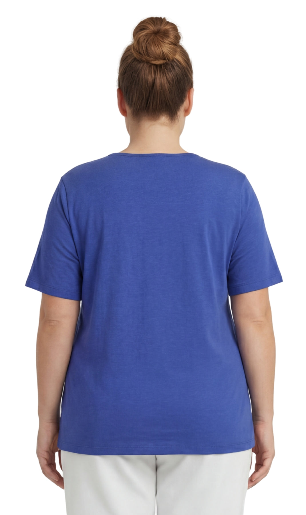 Women's Scalloped Neckline Embellished Tee