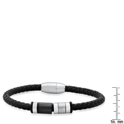 Ying Yang Braided Leather Bracelet