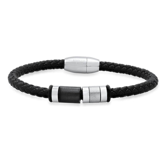 Ying Yang Braided Leather Bracelet
