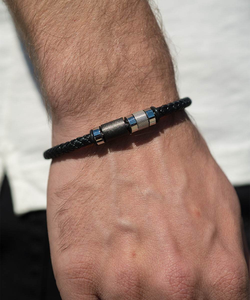 Ying Yang Braided Leather Bracelet