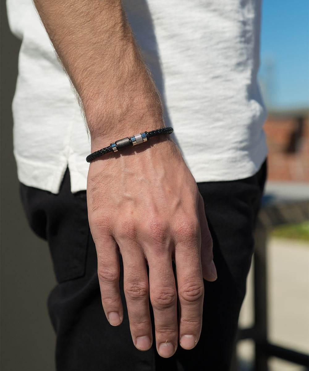 Ying Yang Braided Leather Bracelet
