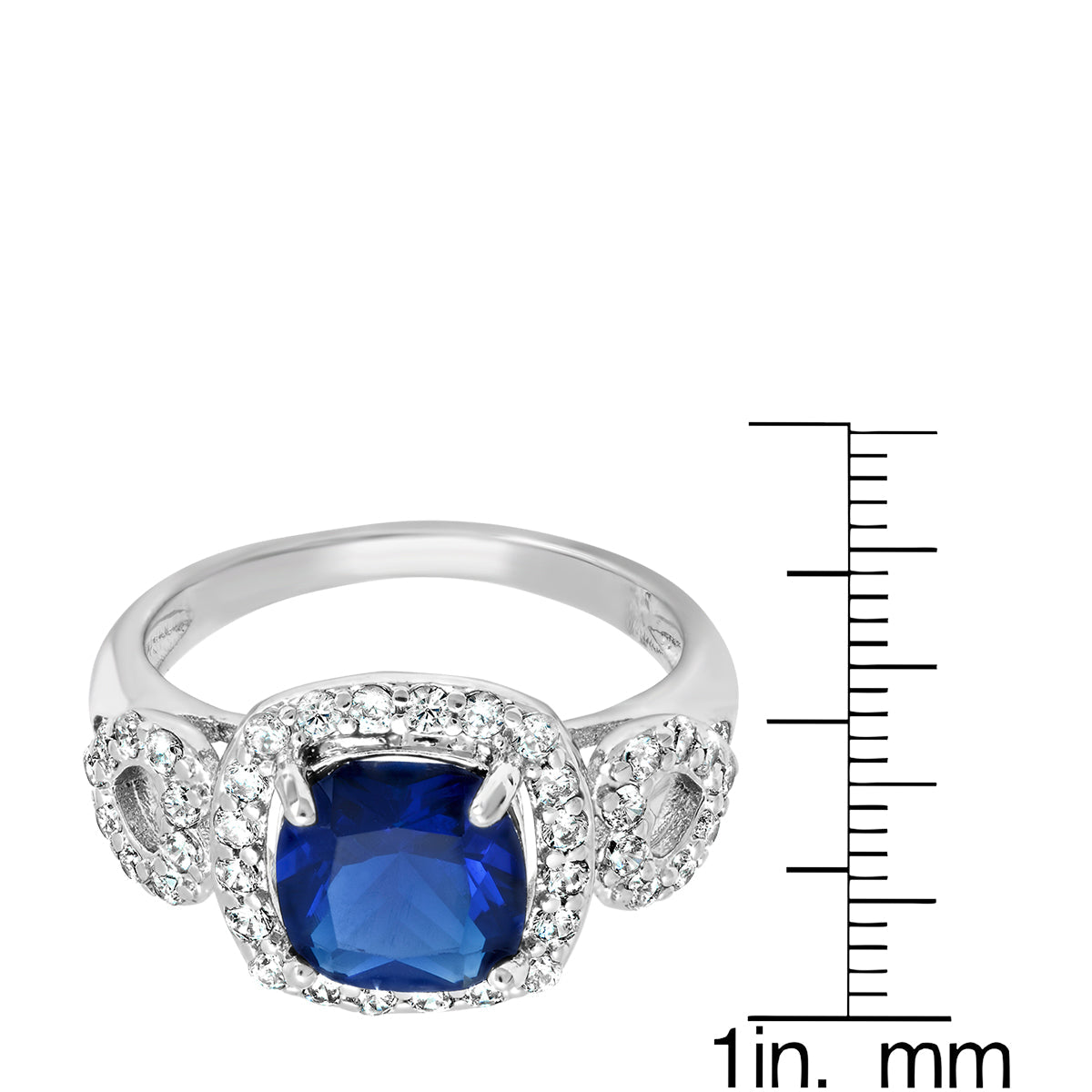 White Gold Plated Brass Simulated Cushion Cut Diamond Engagement Ring