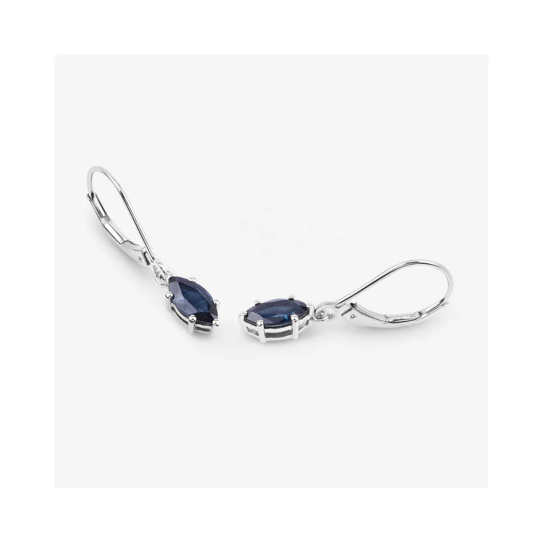 1.20 Ct Marquise Blue Sapphire Prong 10K Gold Dangle Earrings
