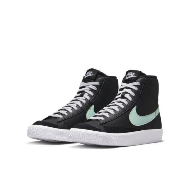Nike Blazer Mid '77 Big Kids' (GS) Sneakers — Black/Mint Leather Mid-Top