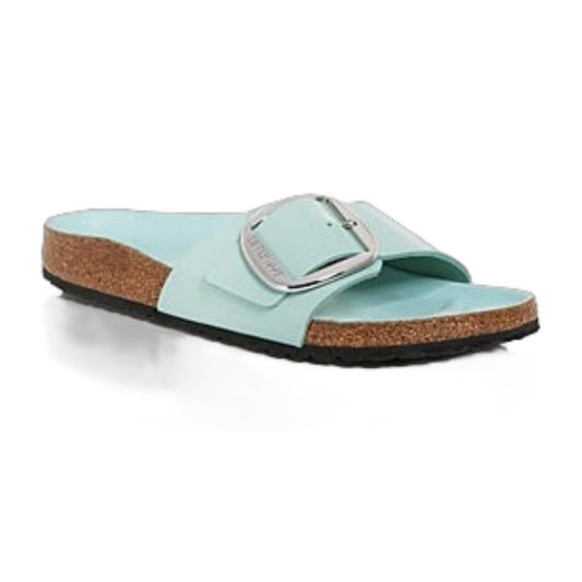 Birkenstock Madrid Big Buckle Natural Leather Patent High-Shine Sandals Narrow