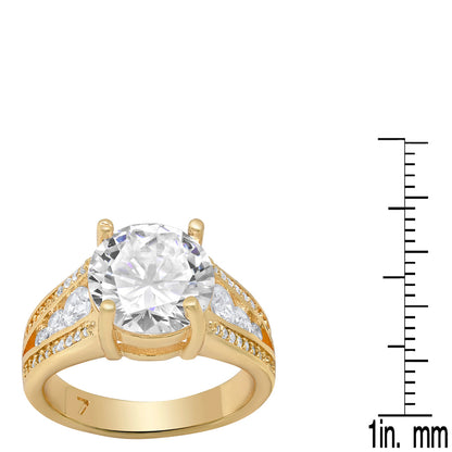 18K White Gold Plated Brass and Simulated Diamonds Engagement Ring