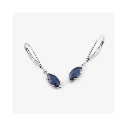 1.20 Ct Marquise Blue Sapphire Prong 10K Gold Dangle Earrings