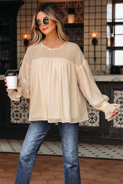 Threaded Pear Mayaevi Sleeve Chiffon Blouse Long Sleeve Top