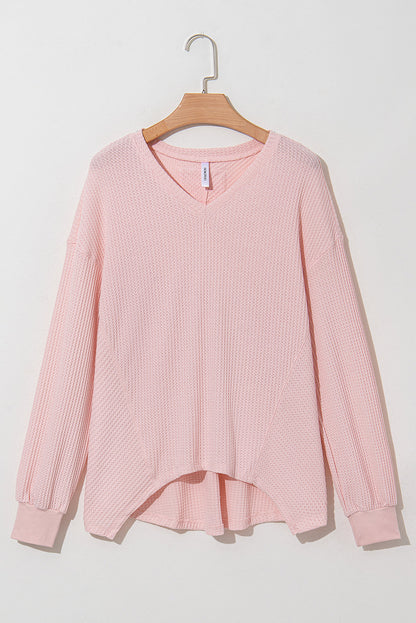 Threaded Pear Talinia Shoulder Loose Blouse Long Sleeve Top
