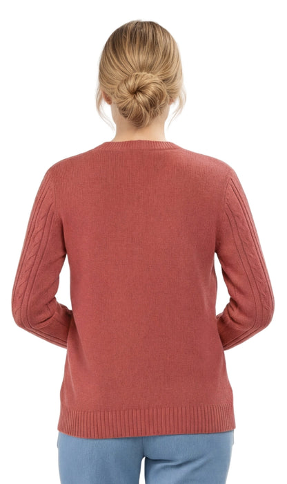 Women's Classic Button Front Cable Knit Cardigan in Soft Acryllic