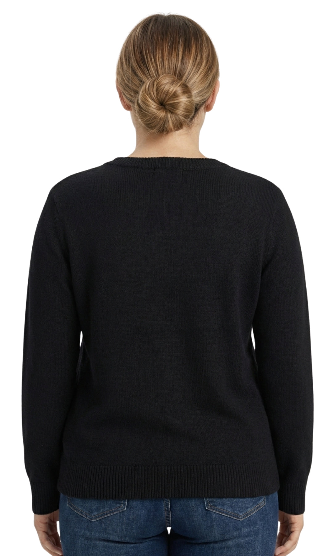 Women’s Cozy Long Sleeves Snowflake-Decorated Color Block Holiday Crewneck Sweater - Classy Christmas Pullover in 100% Soft Durable Acrylic
