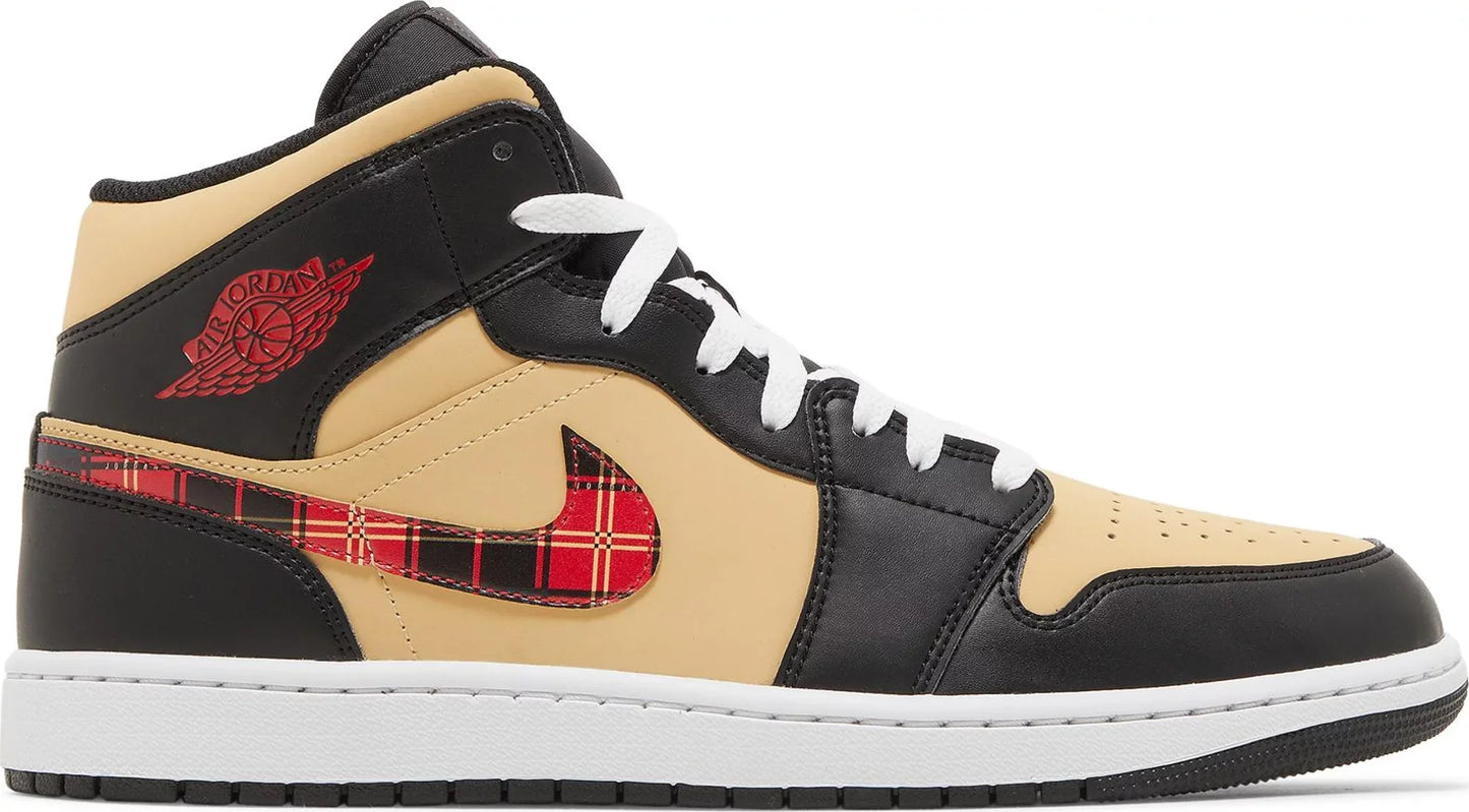 Air Jordan Men's Retro 1 Mid Se 'Tartan Swoosh' Sneakers