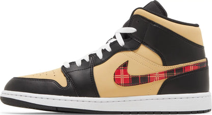 Air Jordan Men's Retro 1 Mid Se 'Tartan Swoosh' Sneakers