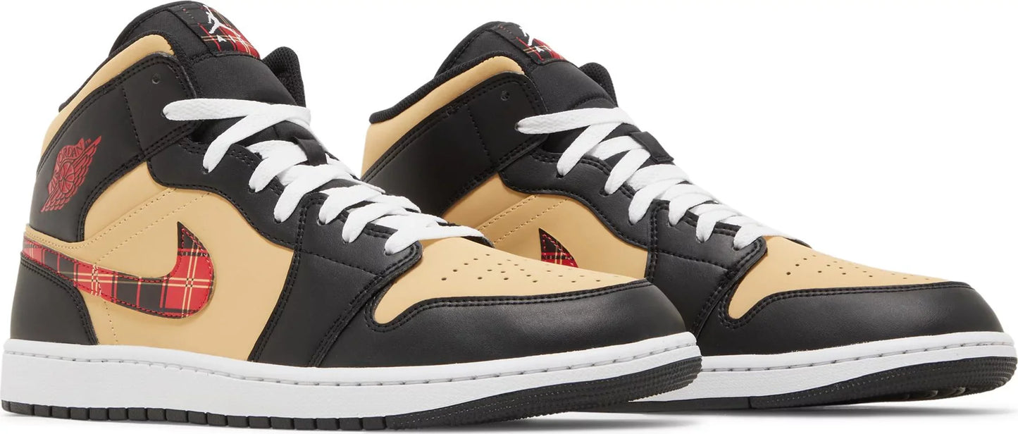 Air Jordan Men's Retro 1 Mid Se 'Tartan Swoosh' Sneakers