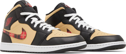 Air Jordan Men's Retro 1 Mid Se 'Tartan Swoosh' Sneakers