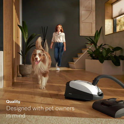 Miele Classic C1 Cat & Dog Pet Canister Vacuum Cleaner in Stainless Steel White