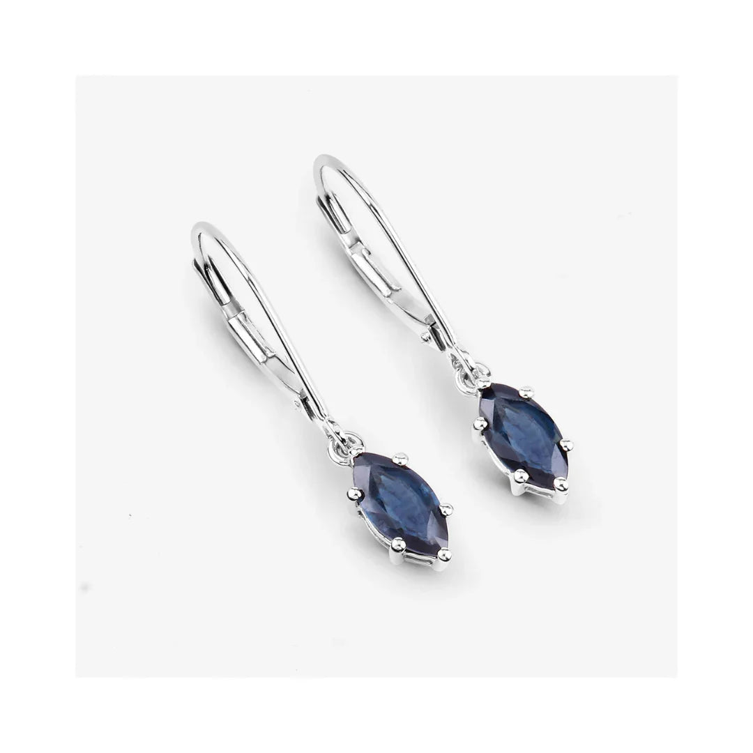 1.20 Ct Marquise Blue Sapphire Prong 10K Gold Dangle Earrings