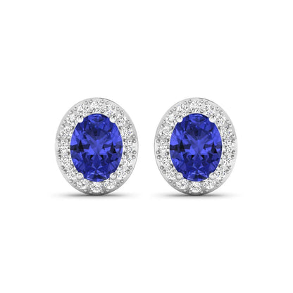 Genuine Tanzanite and Diamond Studs Earrings