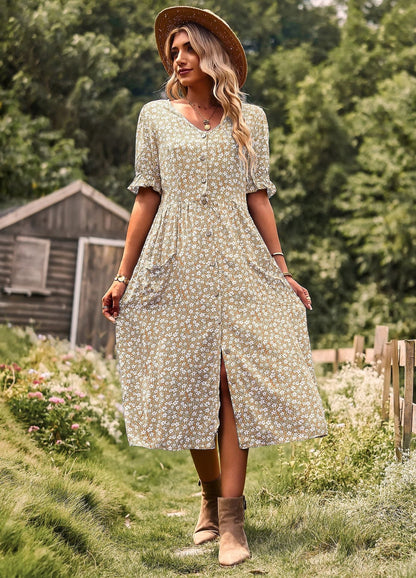 Women’s Dress With Spring/Summer Printed Temperament, A-Line Skirt Popular